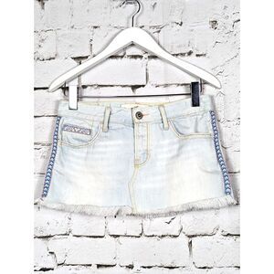 HOLLISTER Y2K Grunge Wash Low-Rise Micro-Mini Festival Denim Skirt Junior Size 3
